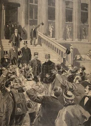 Triumphgeschrei der Offiziere beim Ausgang von Zola, Illustration aus 